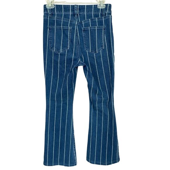 GB Wide Leg Crop Jeans Super High Rise Striped Button Front Juniors 7 Blue White - Picture 2 of 9